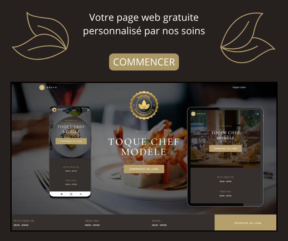 Site internet restaurant, Logiciel restaurant gratuit, Création site internet Hérault