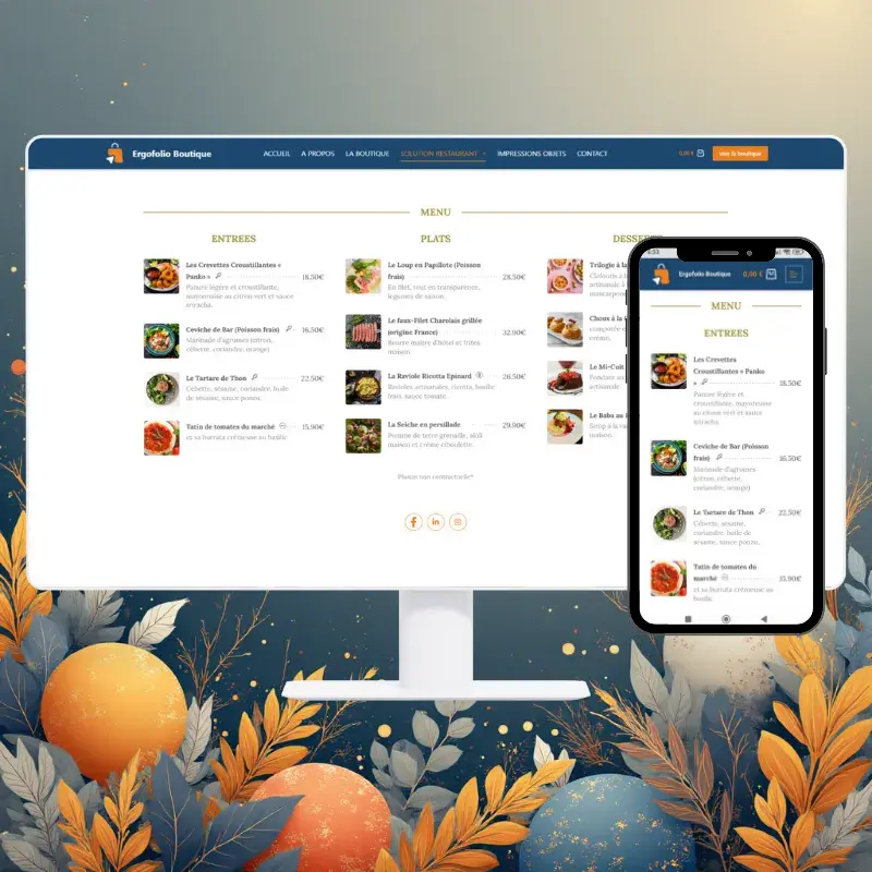 Carte restaurant virtuelle 1 Carte restaurant virtuelle, Pack Site Web Basic