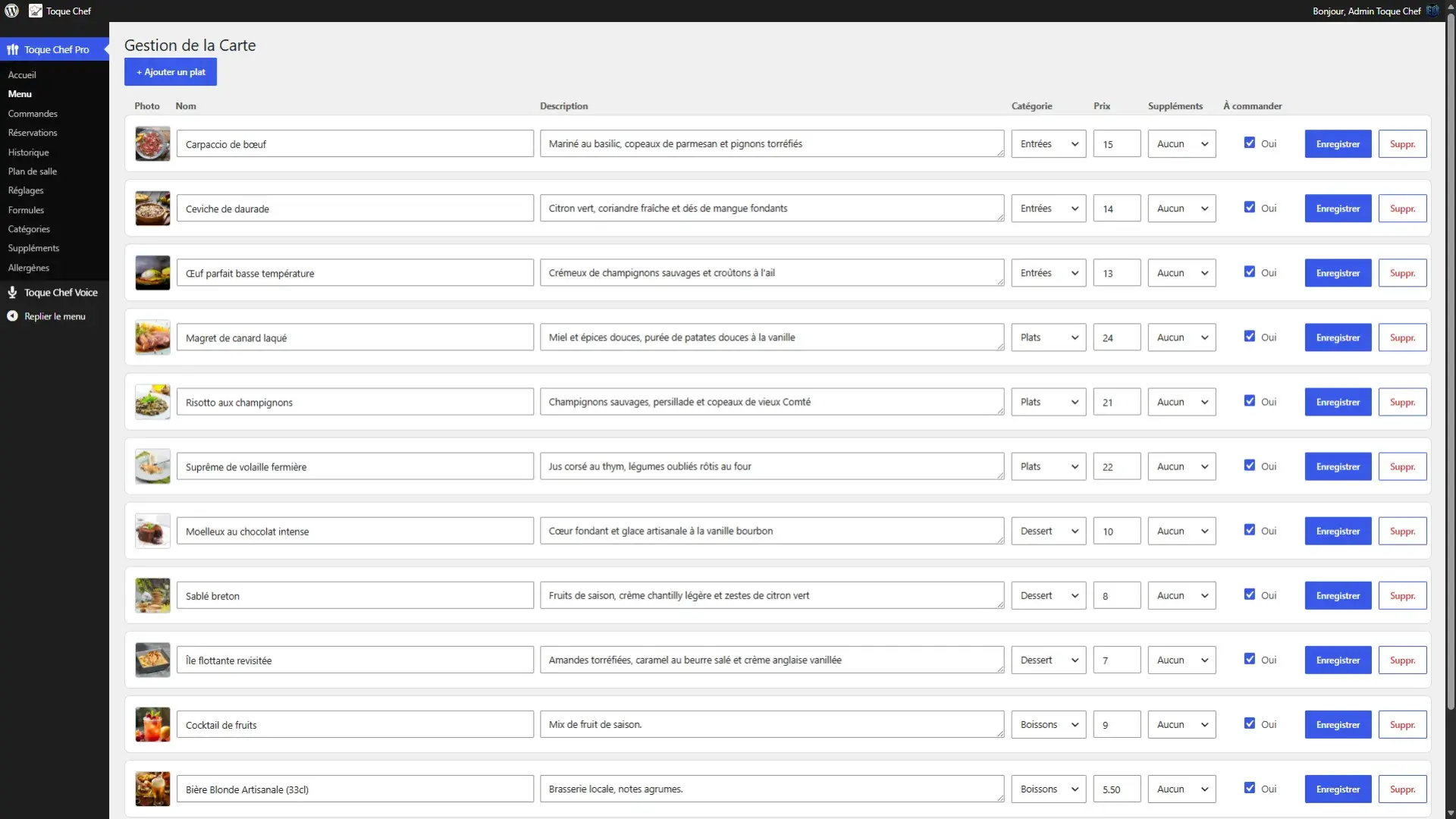 Toque Chef Pro plugin restaurant Occitanie, de Sète à Montpellier. Logiciel restaurant à Paris Île de France
